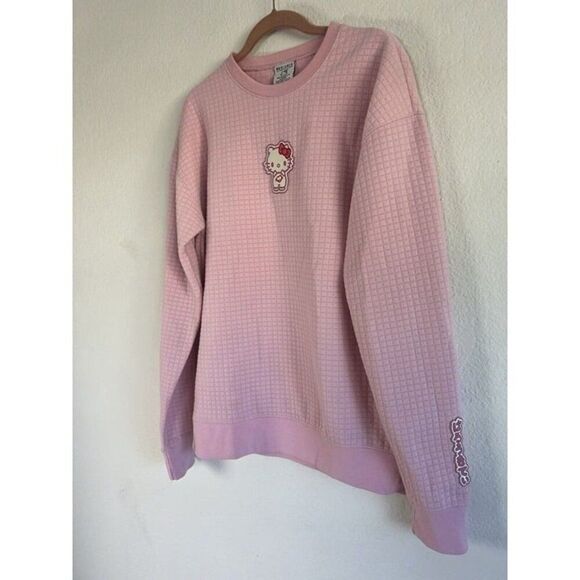 Sanrio BoxLunch Hello Kitty Pink Quilted Crewneck Sweater Pullover Size Small - Picture 8 of 11